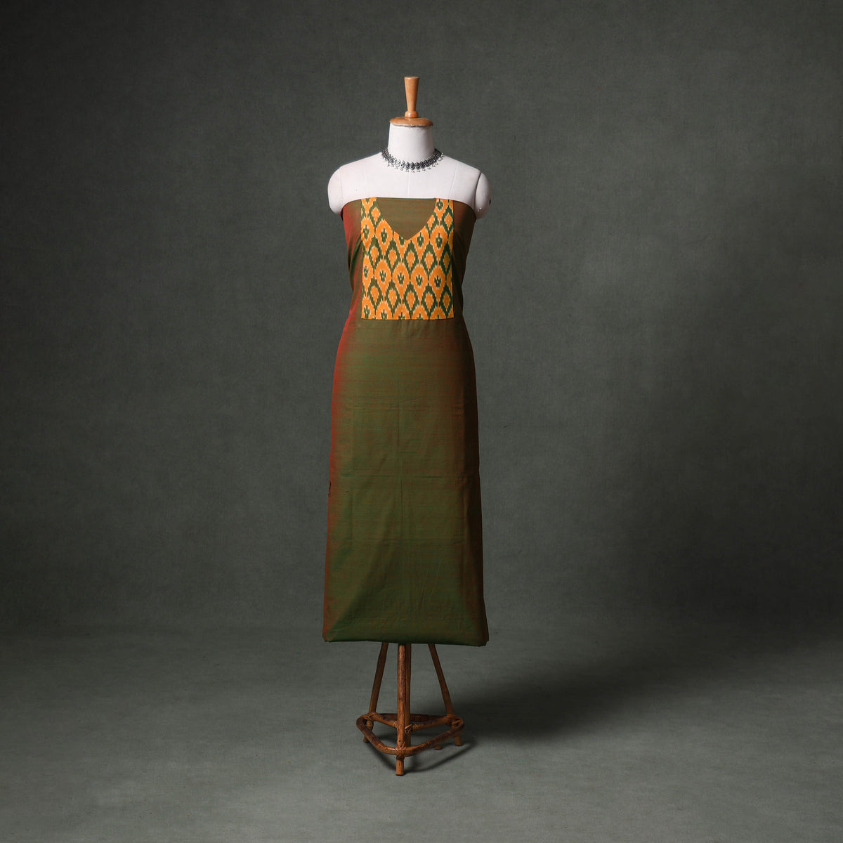Patchwork Mangalagiri Handloom Cotton Unstitched Kurta Material (2.5m) 70