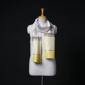 Sanganeri Handloom Chanderi Silk Hand Block Floral Print Stole 07