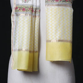 Sanganeri Handloom Chanderi Silk Hand Block Floral Print Stole 07