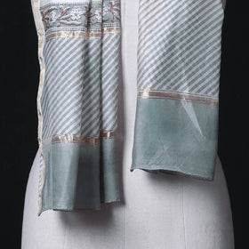 Sanganeri Handloom Chanderi Silk Hand Block Floral Print Stole 08