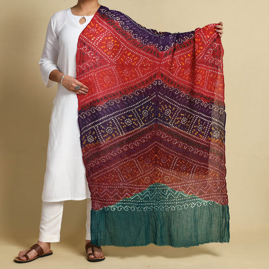 Multicolor - Kutch Bandhani Tie-Dye Mul Cotton Dupatta