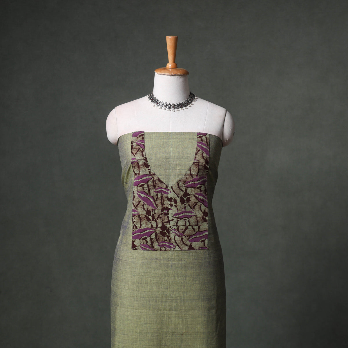 Patchwork mangalagiri handloom cotton unstitched kurta