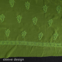 Green - 3pc Hand Embroidery Georgette Chikankari Dress Material 02