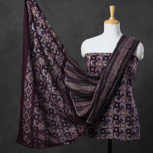 Multicolor - 3pc Kutch Batik Printed Cotton Suit Material Set 64