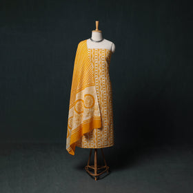 Kutch Hand Block Batik Print Cotton 3pc Unstitched Dress Material Suit Set 30