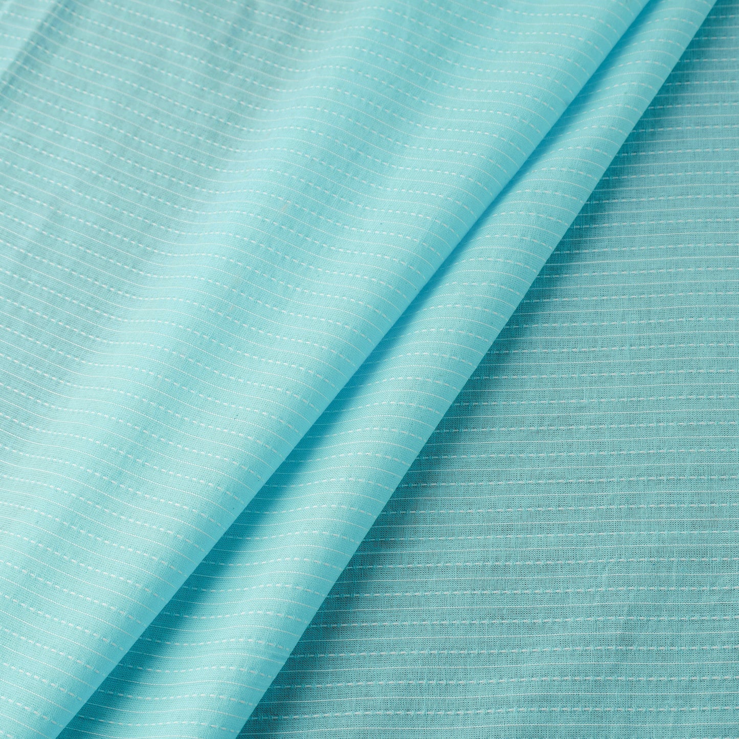 Blue - Prewashed Running Stitch Plain Cotton Fabric 30