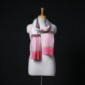 Sanganeri Handloom Chanderi Silk Hand Block Floral Print Stole 10