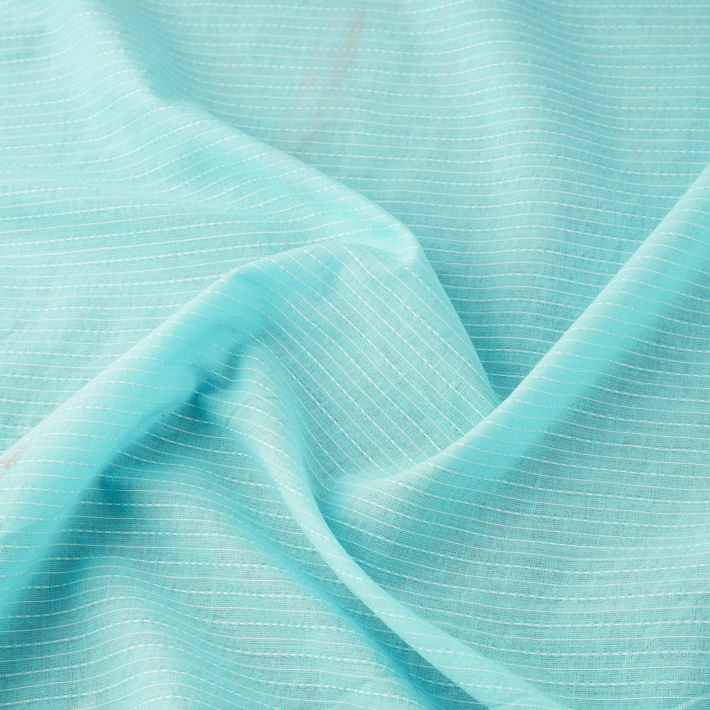 Blue - Prewashed Running Stitch Plain Cotton Fabric 30