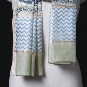 Sanganeri Handloom Chanderi Silk Hand Block Floral Print Stole 11