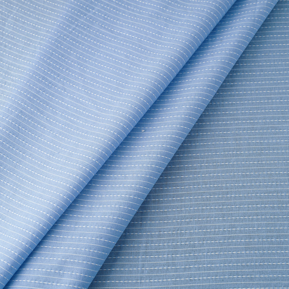 Blue - Prewashed Running Stitch Plain Cotton Fabric 31