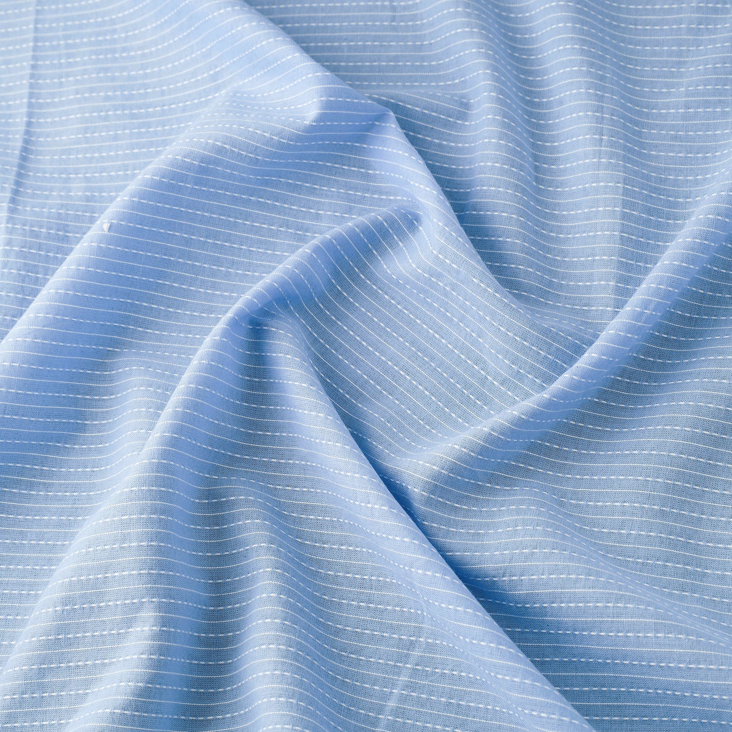 Blue - Prewashed Running Stitch Plain Cotton Fabric 31