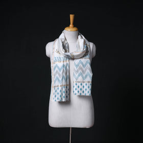 Sanganeri Handloom Chanderi Silk Hand Block Floral Print Stole 12