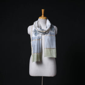 Sanganeri Handloom Chanderi Silk Hand Block Floral Print Stole 13