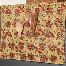 Yellow Handmade Cotton Fridge Top Cover with Multiple Pockets