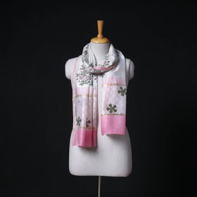 Sanganeri Handloom Chanderi Silk Hand Block Floral Print Stole 14