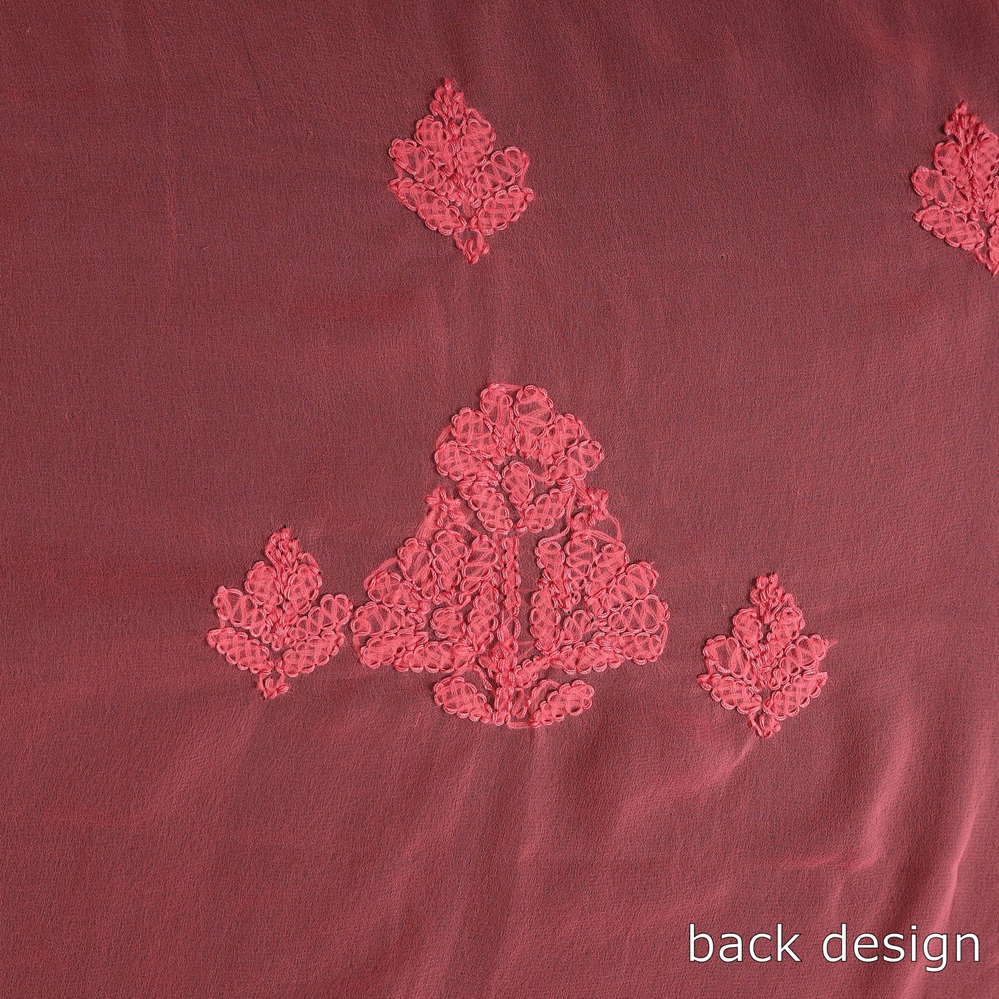 Red - 3pc Hand Embroidery Georgette Chikankari Dress Material 05