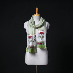 Sanganeri Handloom Chanderi Silk Hand Block Floral Print Stole 15