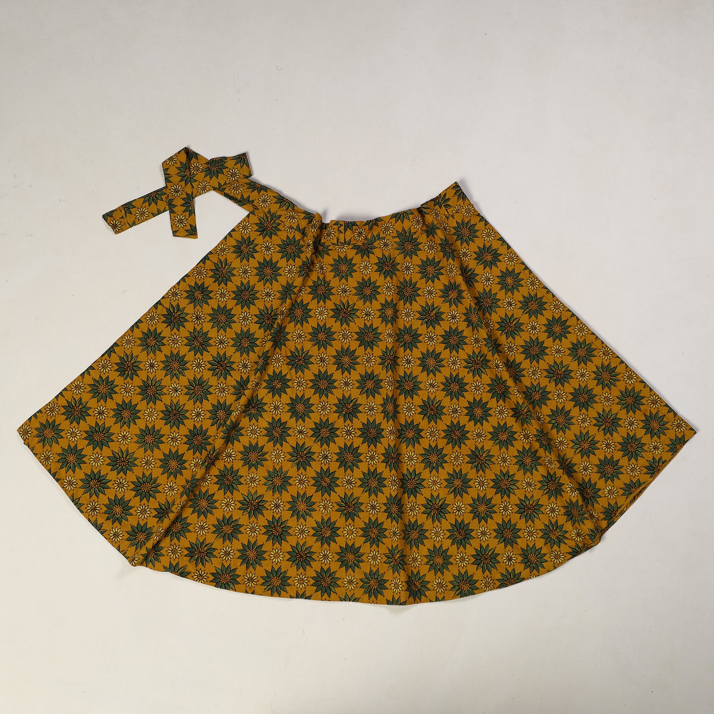 Yellow - Ajrakh Block Printed Cotton Wrap Around Skirt 17