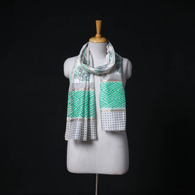 Sanganeri Handloom Chanderi Silk Hand Block Floral Print Stole 16