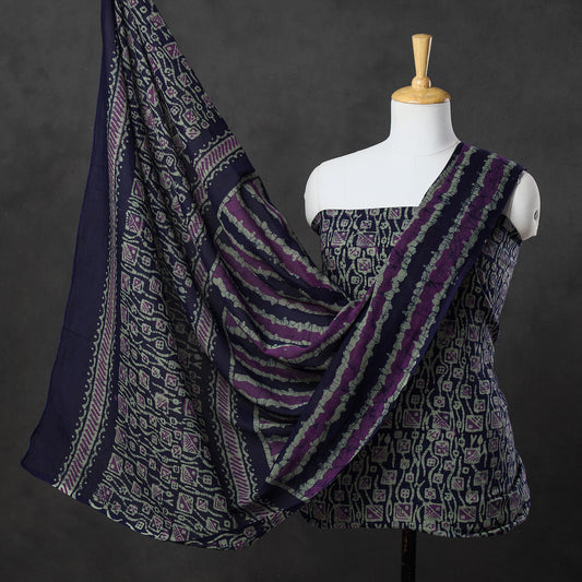 Multicolor - 3pc Kutch Batik Printed Cotton Suit Material Set 71