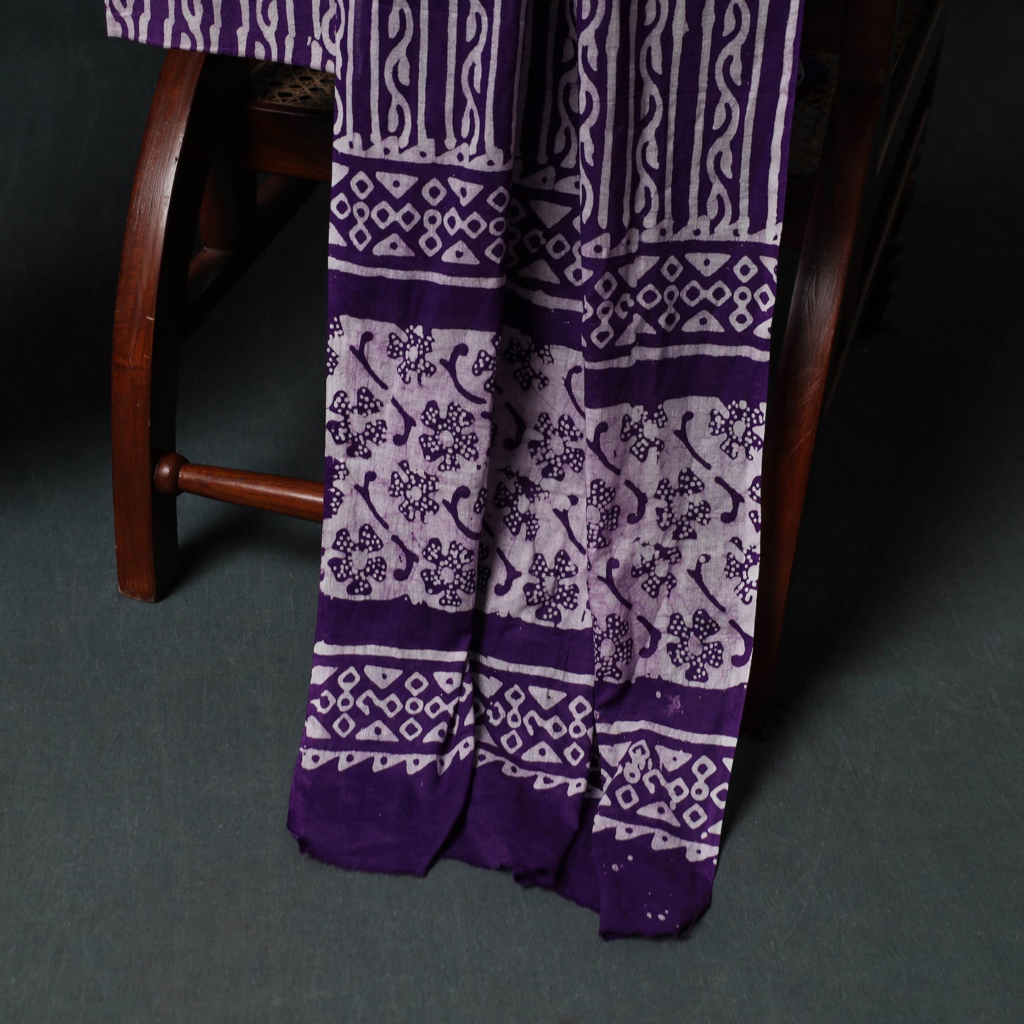 Kutch Hand Block Batik Print Cotton 3pc Unstitched Dress Material Suit Set 32