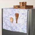 Blue Handmade Cotton Fridge Top Cover with Multiple Pockets