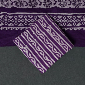 Kutch Hand Block Batik Print Cotton 3pc Unstitched Dress Material Suit Set 32