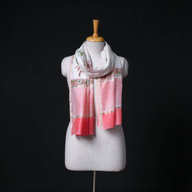 Sanganeri Handloom Chanderi Silk Hand Block Floral Print Stole 19