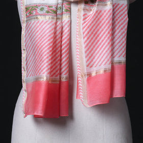 Sanganeri Handloom Chanderi Silk Hand Block Floral Print Stole 19