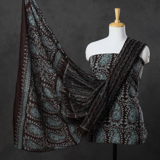 3pc Kutch Batik Printed Cotton Suit Material Set 77