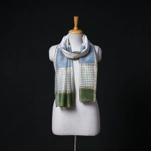 Sanganeri Handloom Chanderi Silk Hand Block Floral Print Stole 20