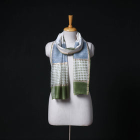 Sanganeri Handloom Chanderi Silk Hand Block Floral Print Stole 20