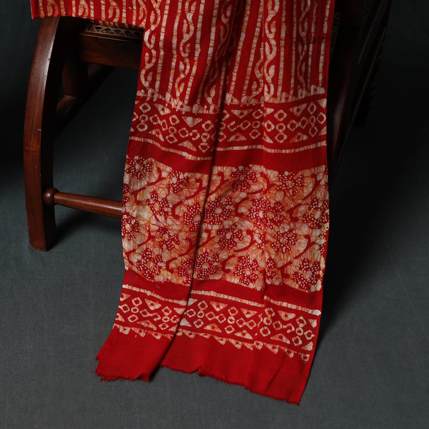 Kutch Hand Block Batik Print Cotton 3pc Unstitched Dress Material Suit Set 34