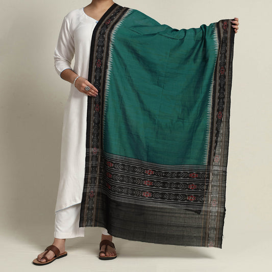 Green - Sambalpuri Ikat Weave Cotton Dupatta