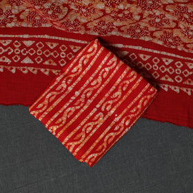 Kutch Hand Block Batik Print Cotton 3pc Unstitched Dress Material Suit Set 34