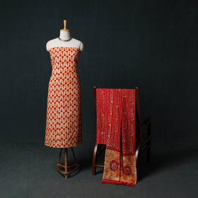 Kutch Hand Block Batik Print Cotton 3pc Unstitched Dress Material Suit Set 35