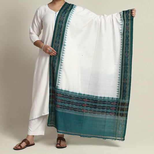 White - Sambalpuri Ikat Weave Cotton Dupatta