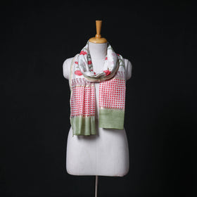 Sanganeri Handloom Chanderi Silk Hand Block Floral Print Stole 22