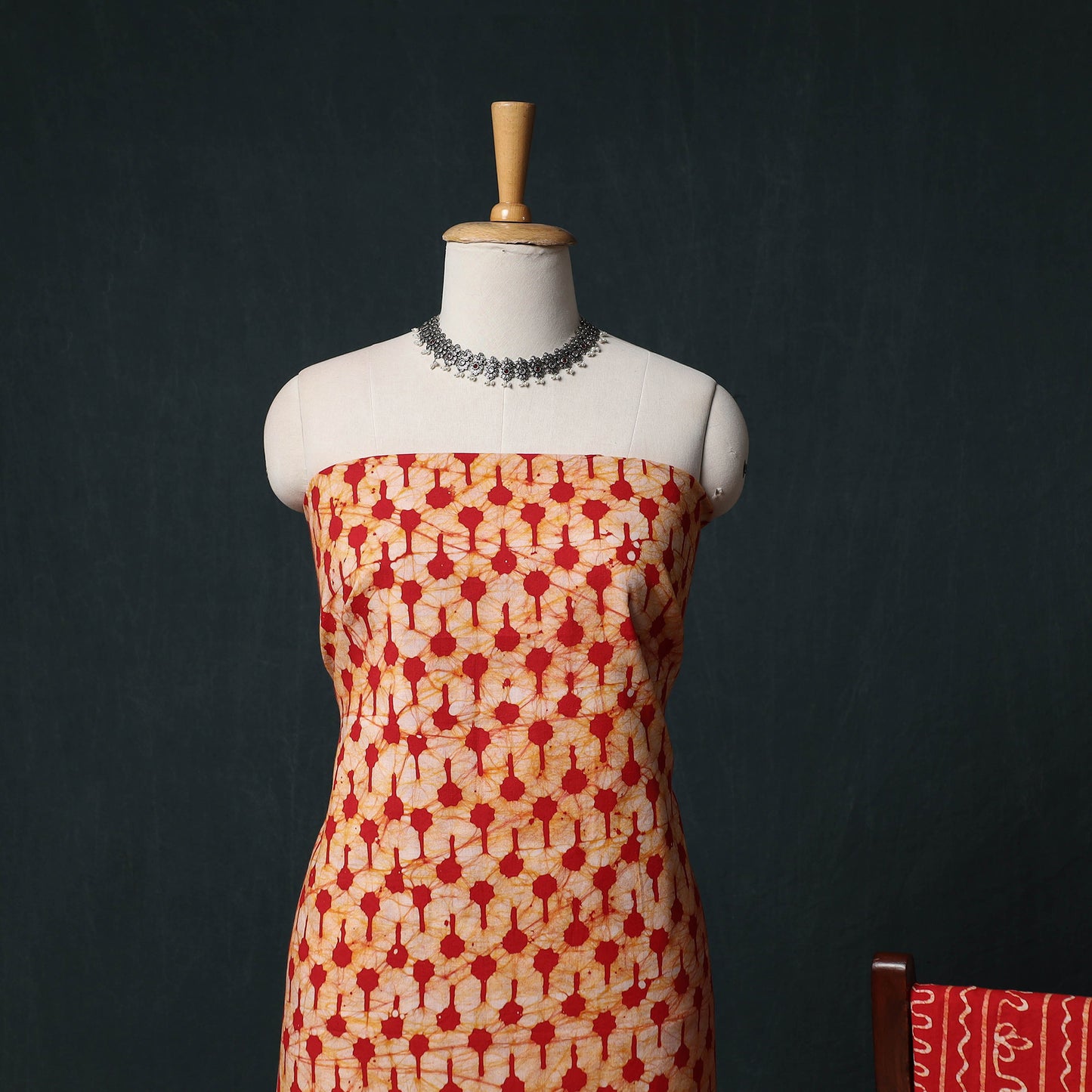 Kutch Hand Block Batik Print Cotton 3pc Unstitched Dress Material Suit Set 35