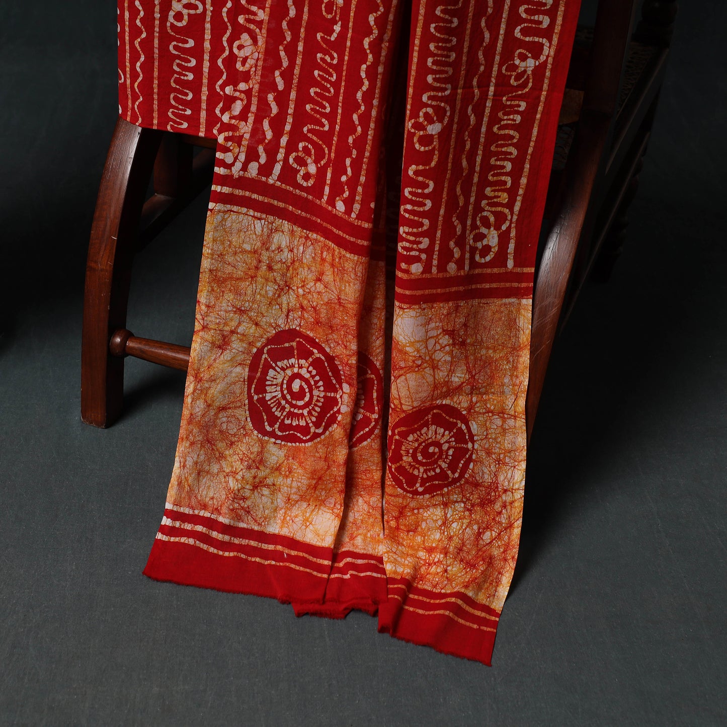 Kutch Hand Block Batik Print Cotton 3pc Unstitched Dress Material Suit Set 35