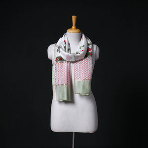 Sanganeri Handloom Chanderi Silk Hand Block Floral Print Stole 23
