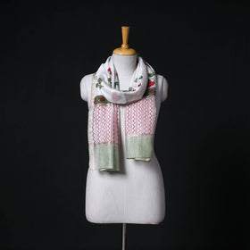 Sanganeri Handloom Chanderi Silk Hand Block Floral Print Stole 23