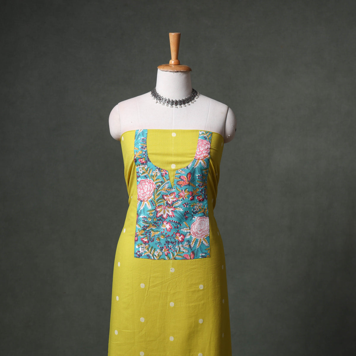 Patchwork jacquard buti cotton unstitched kurta material