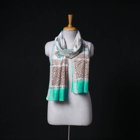 Sanganeri Handloom Chanderi Silk Hand Block Floral Print Stole 25