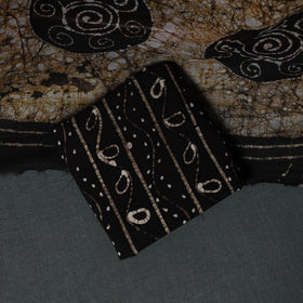 Kutch Hand Block Batik Print Cotton 3pc Unstitched Dress Material Suit Set 37