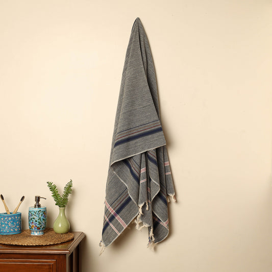 Grey - Handloom Fine Cotton Plain Bath Towel 04