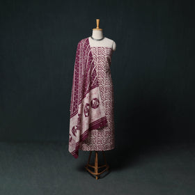 Kutch Hand Block Batik Print Cotton 3pc Unstitched Dress Material Suit Set 36