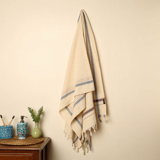 White - Handloom Fine Cotton Plain Bath Towel 01