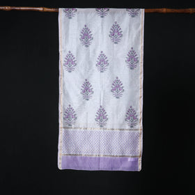 Sanganeri Handloom Chanderi Silk Hand Block Floral Print Stole 26