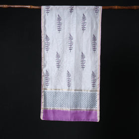Sanganeri Handloom Chanderi Silk Hand Block Floral Print Stole 24